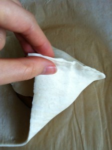 Pinch along the seam.